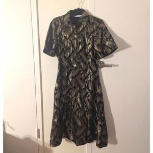 & Other Stories gold and black brocade midi shirtdress